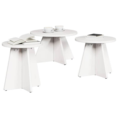 Coffee Table 3 pcs White 49 x 49 x 30 cm Solid pine wood