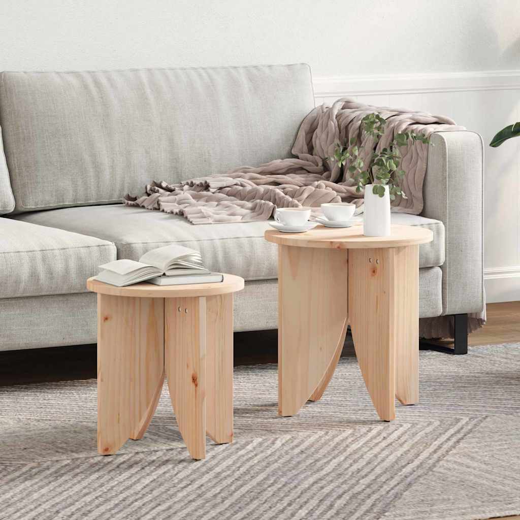 Coffee Table 2 pcs Natural 41.5 x 41.5 x 44 cm Solid pine wood