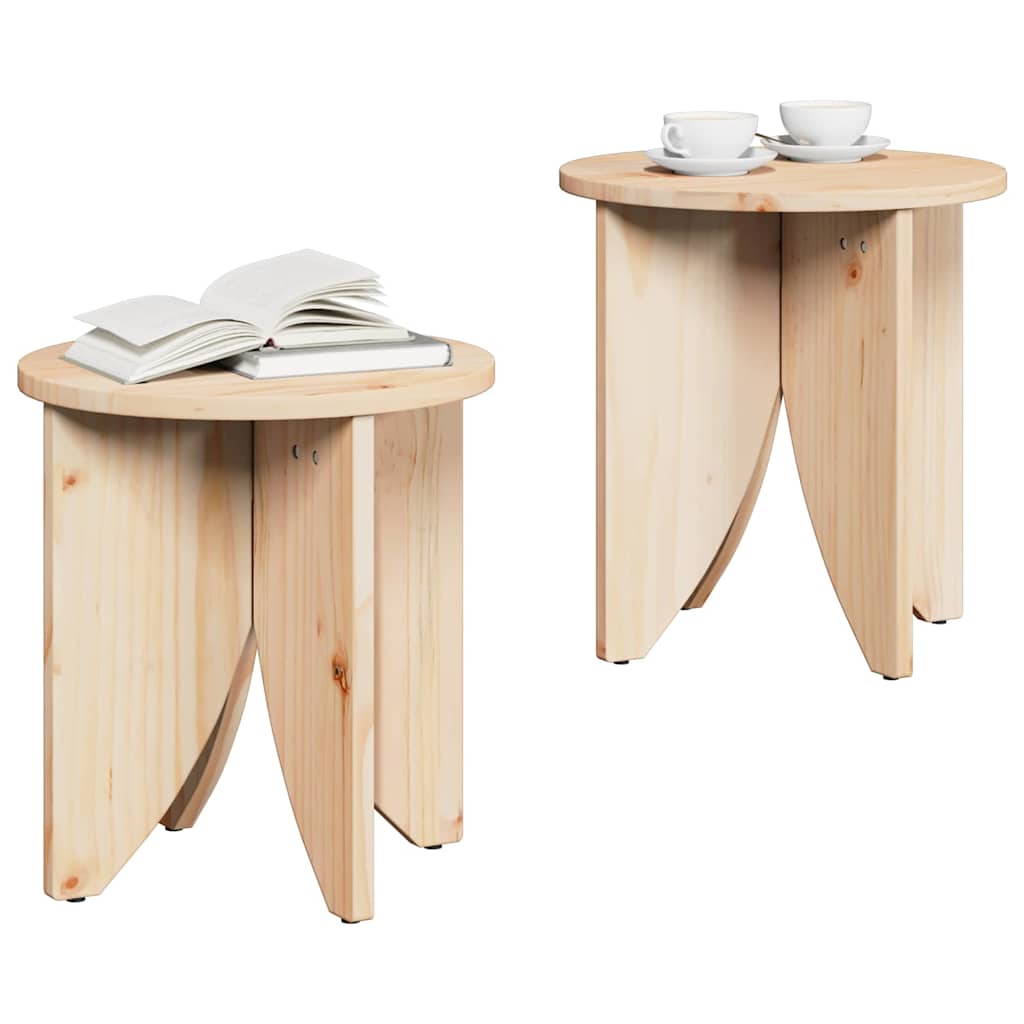 Coffee Table 2 pcs Natural 41.5 x 41.5 x 44 cm Solid pine wood