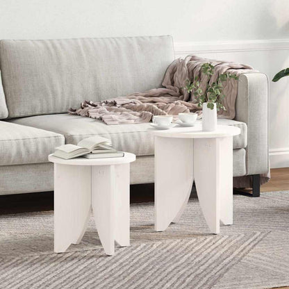 Coffee Table 2 pcs White 41.5 x 41.5 x 44 cm Solid pine wood