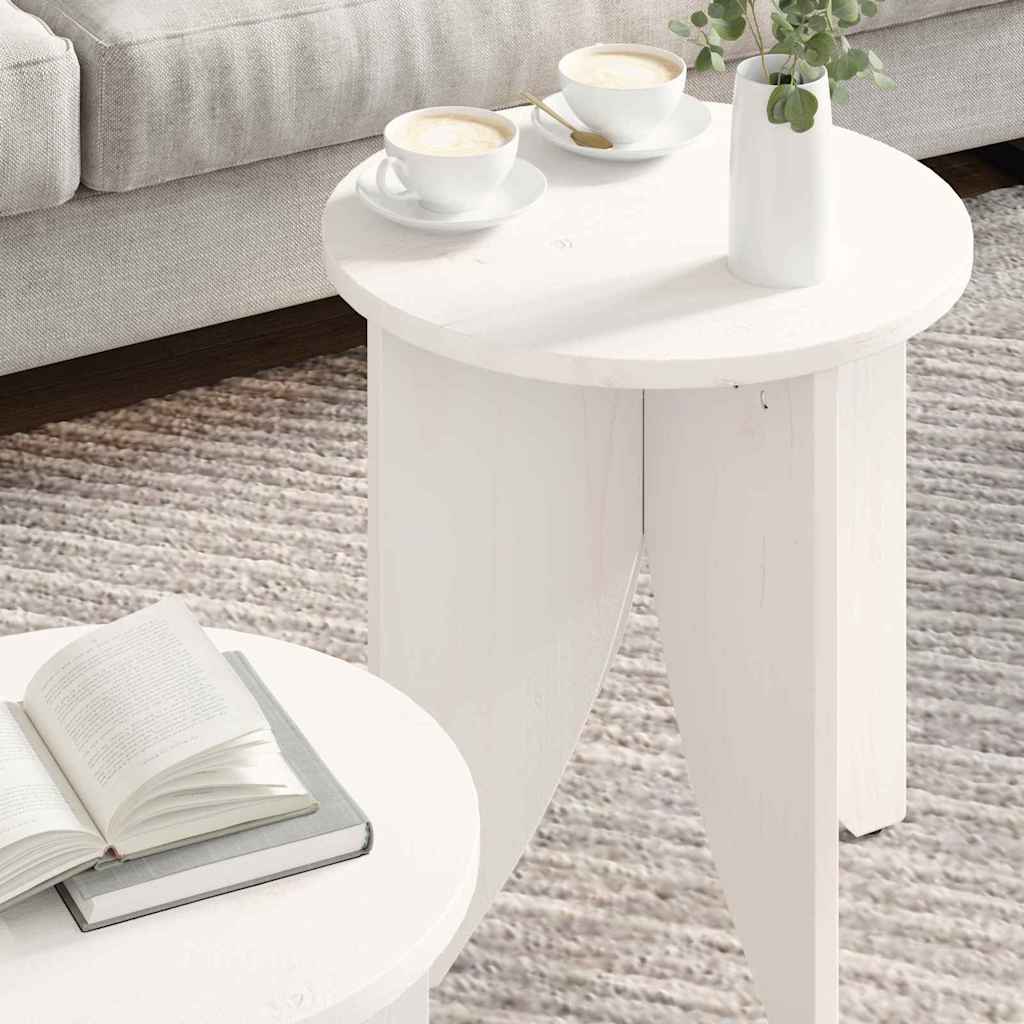 Coffee Table 2 pcs White 41.5 x 41.5 x 44 cm Solid pine wood