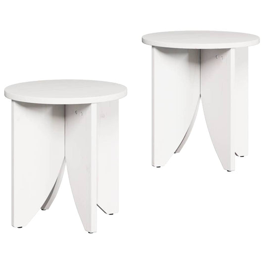 Coffee Table 2 pcs White 41.5 x 41.5 x 44 cm Solid pine wood