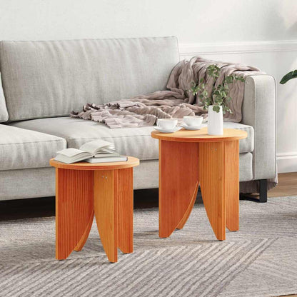 Coffee Table 2 pcs Wax brown 41.5 x 41.5 x 44 cm