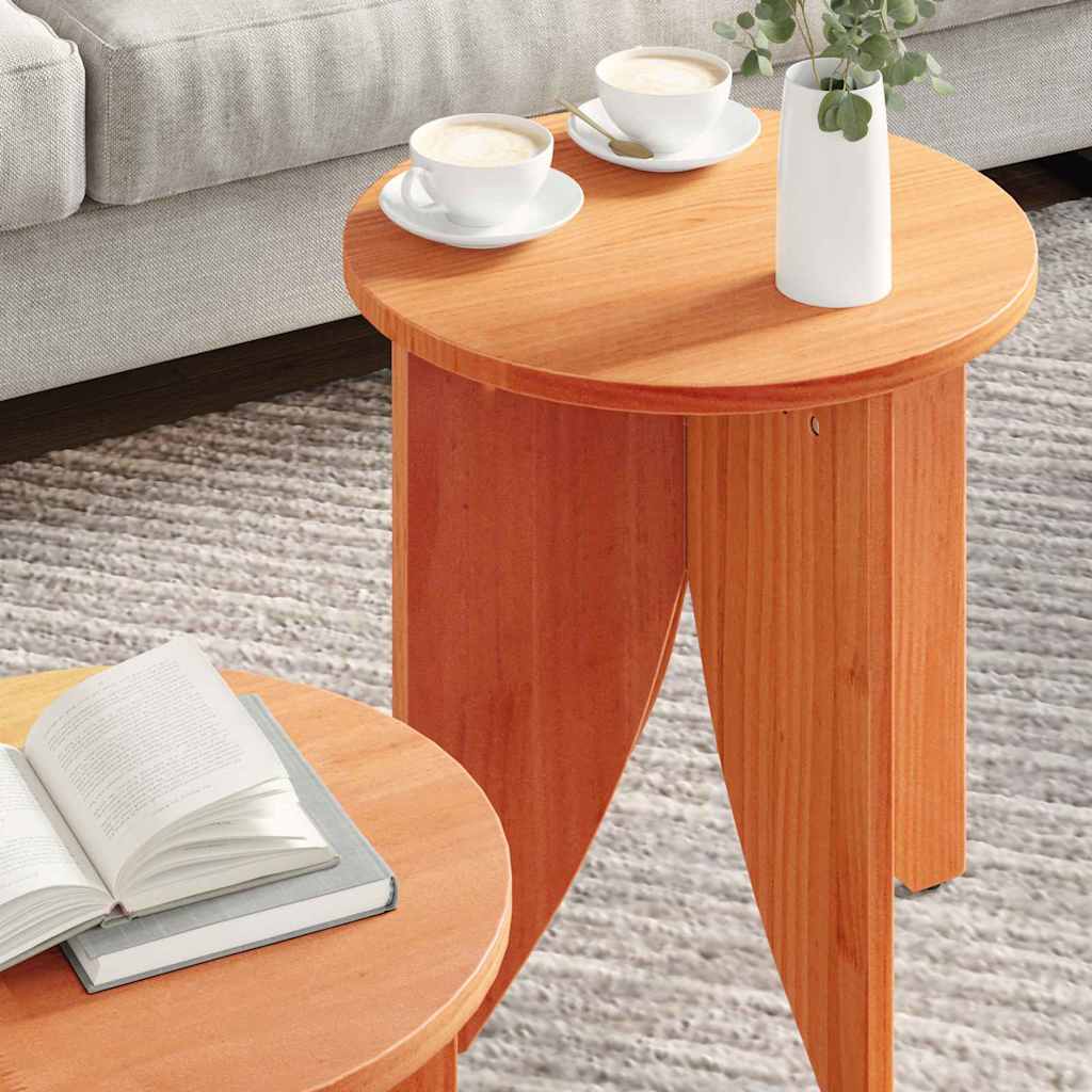 Coffee Table 2 pcs Wax brown 41.5 x 41.5 x 44 cm
