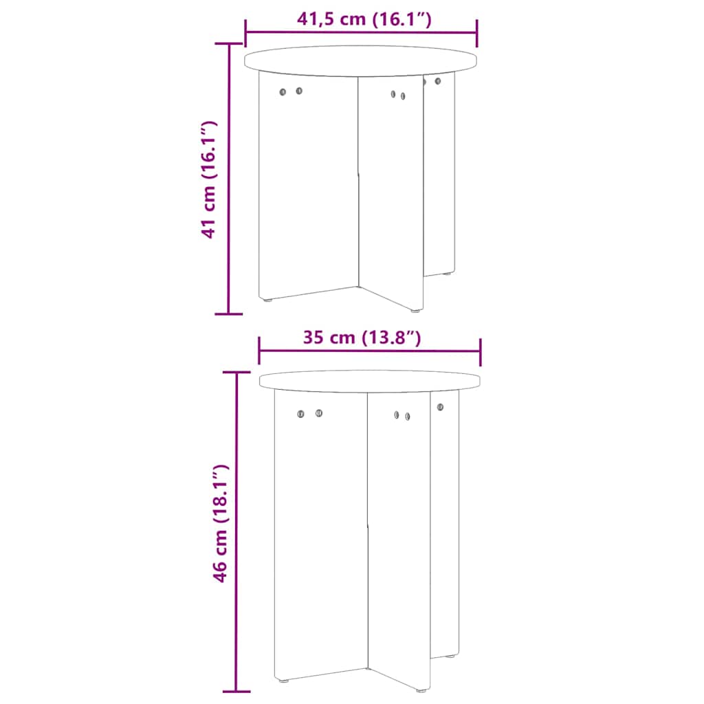 Coffee Table 2 pcs Natural 41.5 x 41.5 x 41 cm Solid pine wood