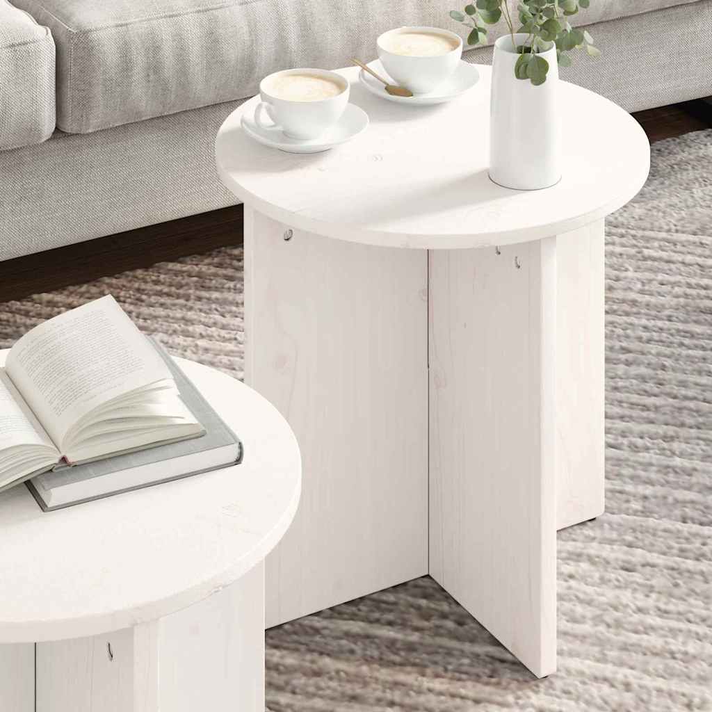 Coffee Table 2 pcs White 41.5 x 41.5 x 41 cm Solid pine wood