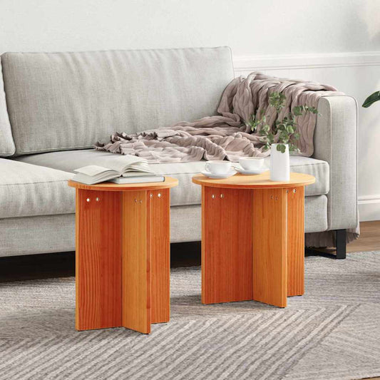 Coffee Table 2 pcs Wax brown 41.5 x 41.5 x 41 cm