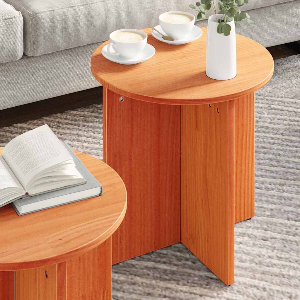 Coffee Table 2 pcs Wax brown 41.5 x 41.5 x 41 cm