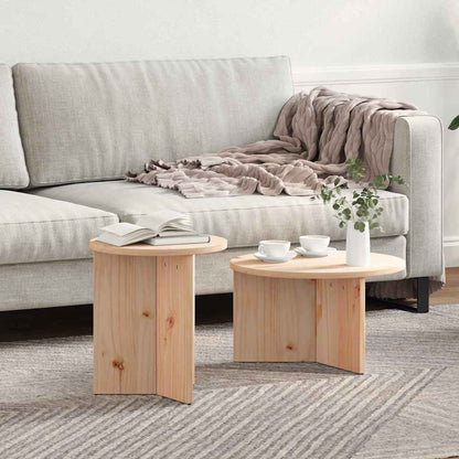 Coffee Table 2 pcs Natural 49 x 49 x 28 cm Solid Pine wood