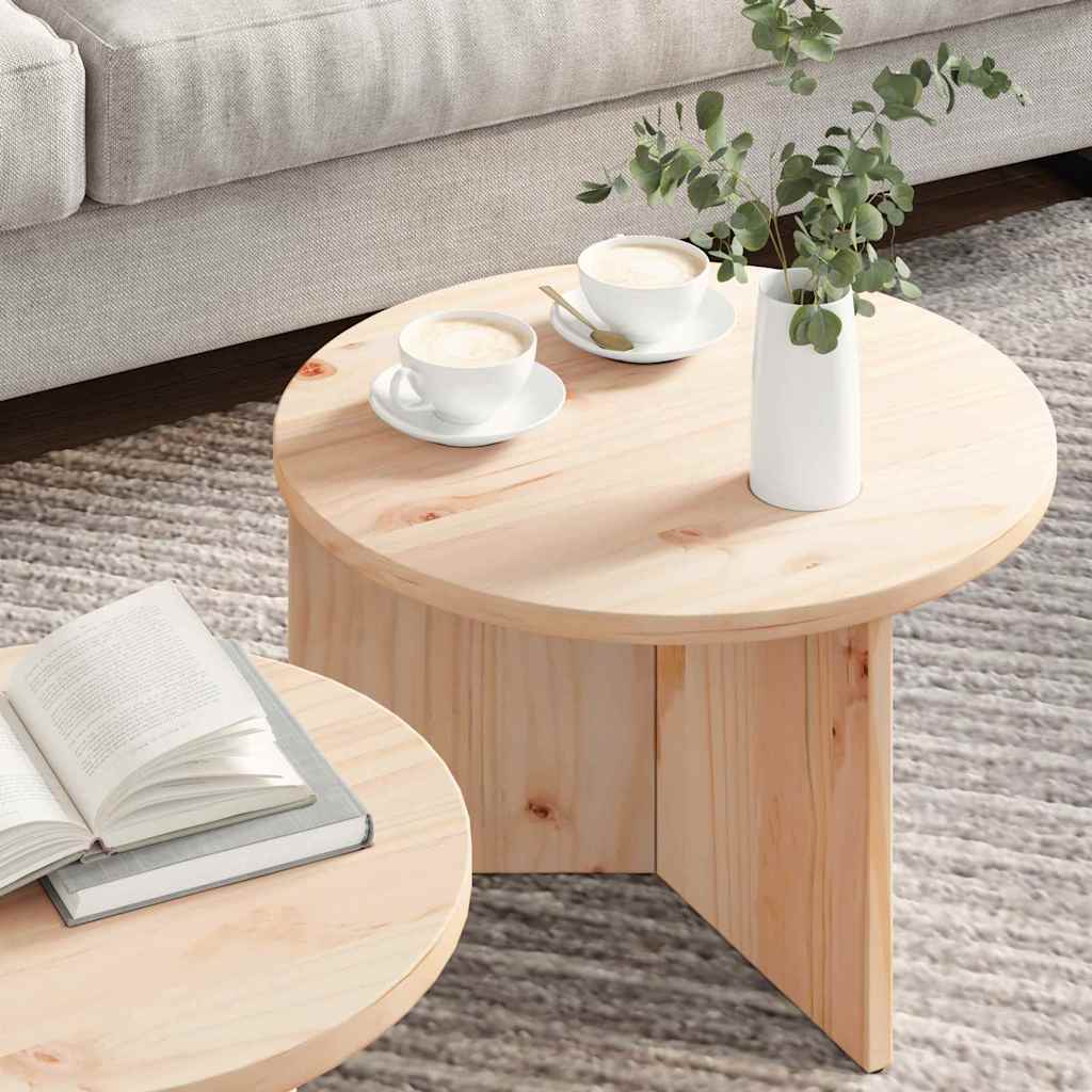 Coffee Table 2 pcs Natural 49 x 49 x 28 cm Solid Pine wood