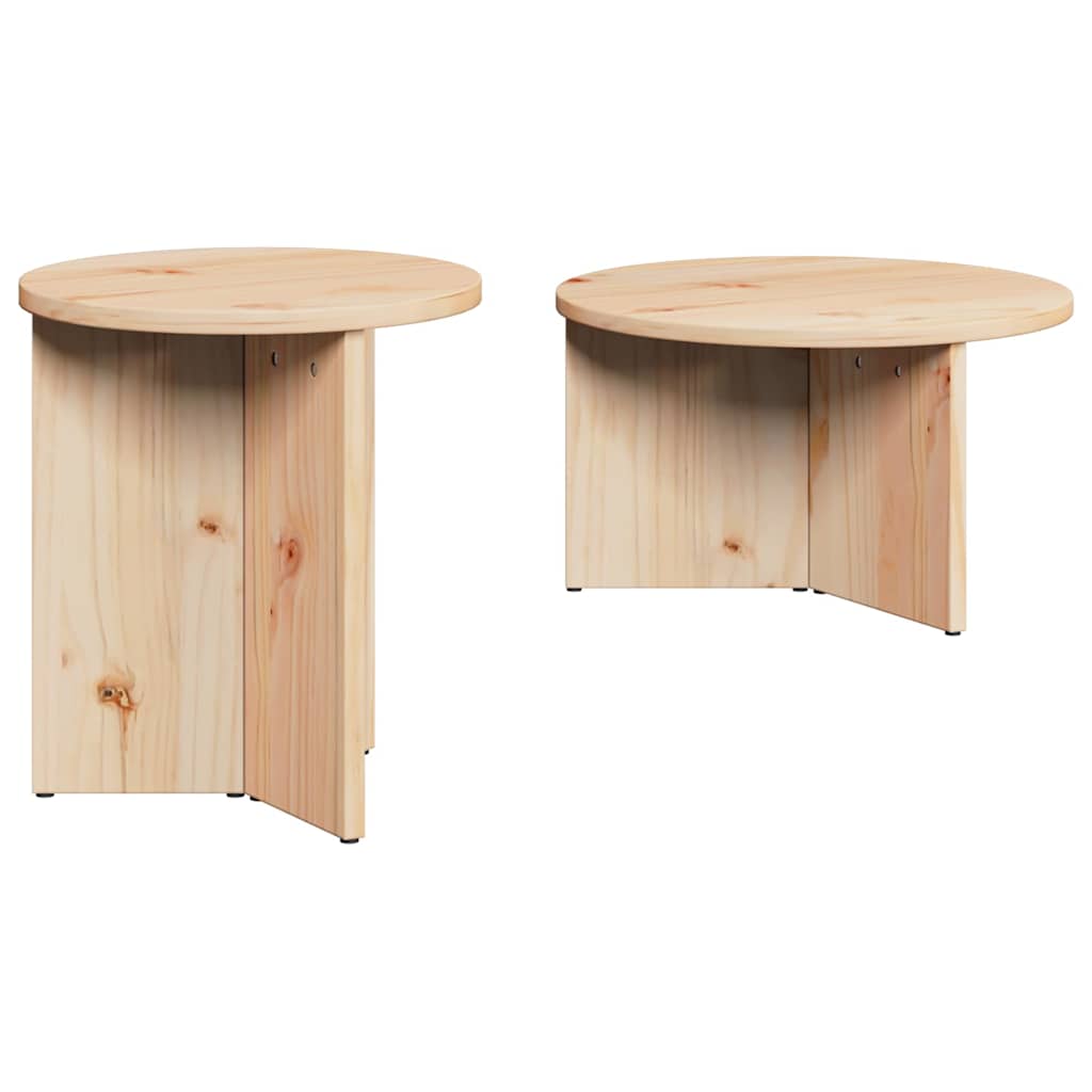 Coffee Table 2 pcs Natural 49 x 49 x 28 cm Solid Pine wood