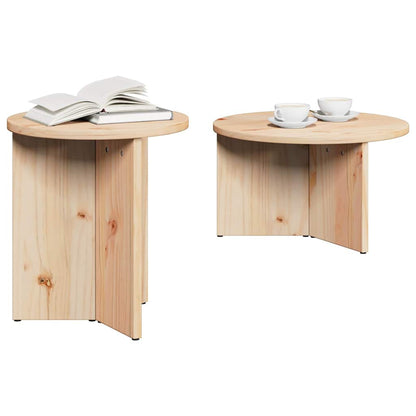 Coffee Table 2 pcs Natural 49 x 49 x 28 cm Solid Pine wood
