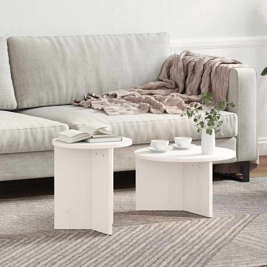 Coffee Table 2 pcs White 49 x 49 x 28 cm Solid Pine wood