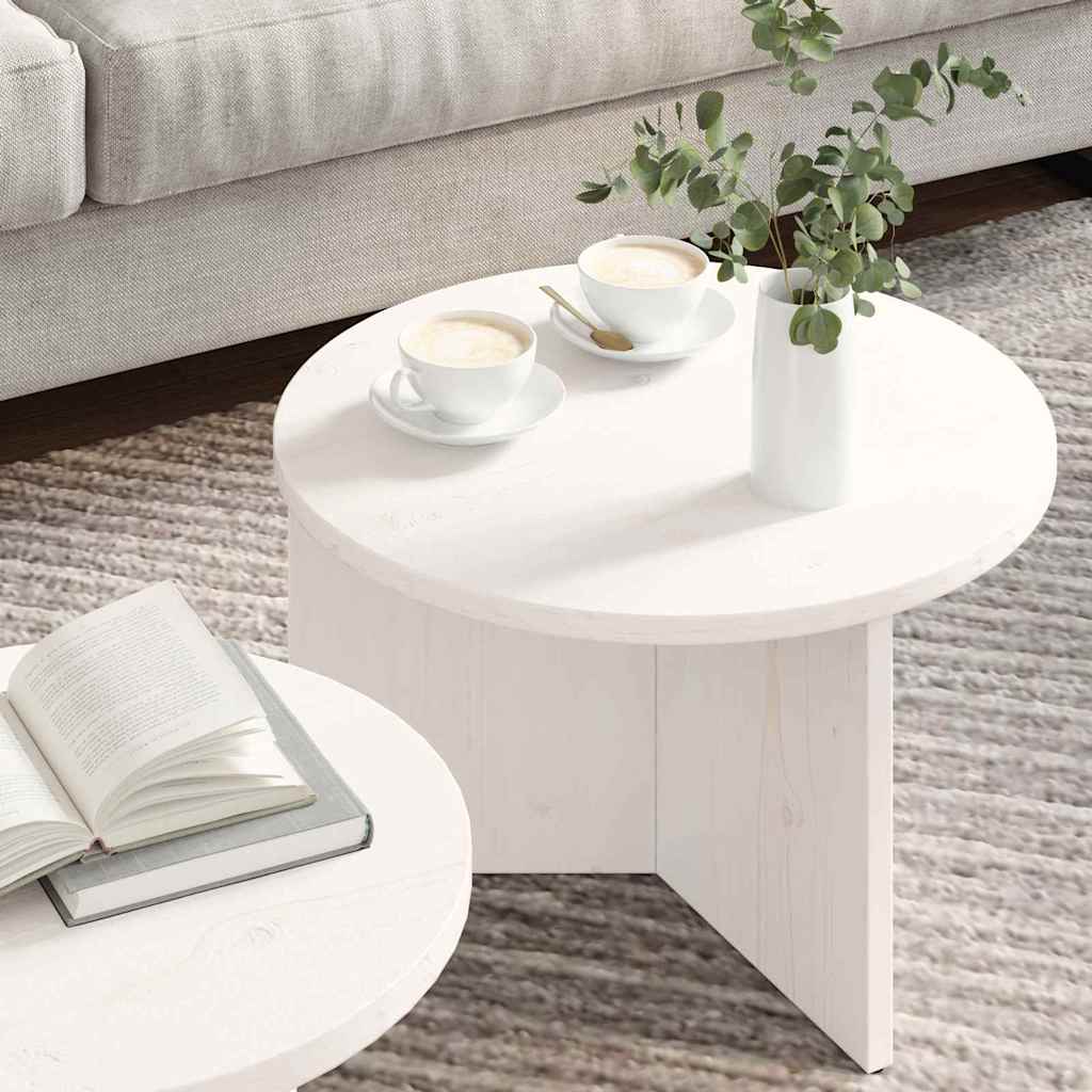 Coffee Table 2 pcs White 49 x 49 x 28 cm Solid Pine wood