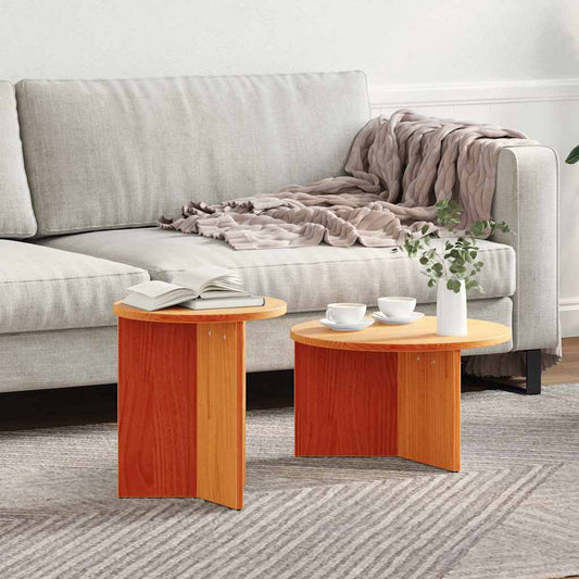 Coffee Table 2 pcs Wax Brown 49 x 49 x 28 cm Solid Pine wood