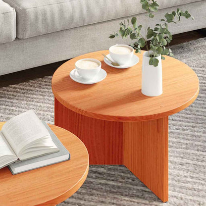 Coffee Table 2 pcs Wax Brown 49 x 49 x 28 cm Solid Pine wood