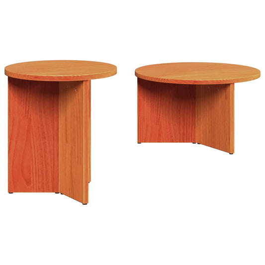 Coffee Table 2 pcs Wax Brown 49 x 49 x 28 cm Solid Pine wood