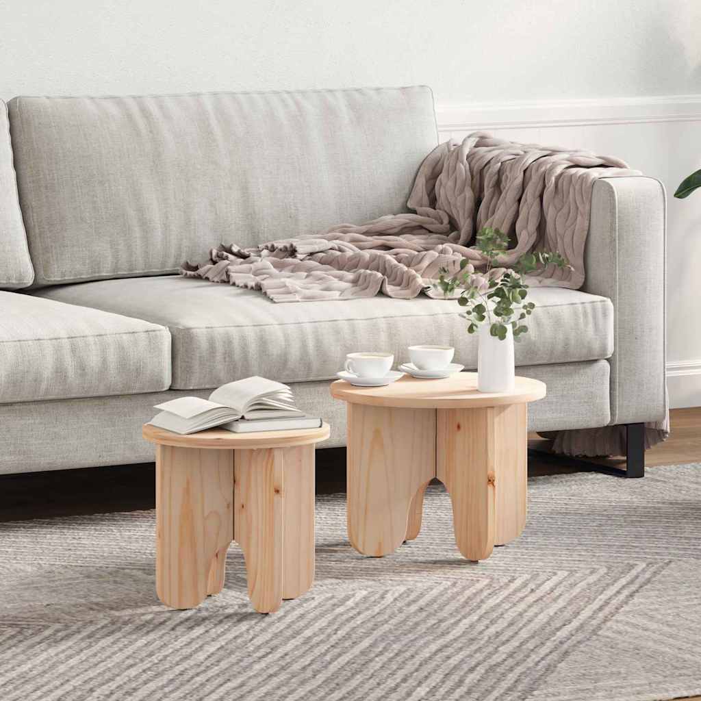 Coffee Table 2 pcs Natural 39.5 x 39.5 x 30 cm Solid Pine wood