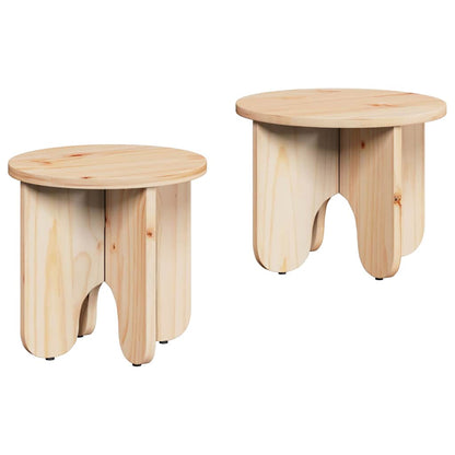 Coffee Table 2 pcs Natural 39.5 x 39.5 x 30 cm Solid Pine wood