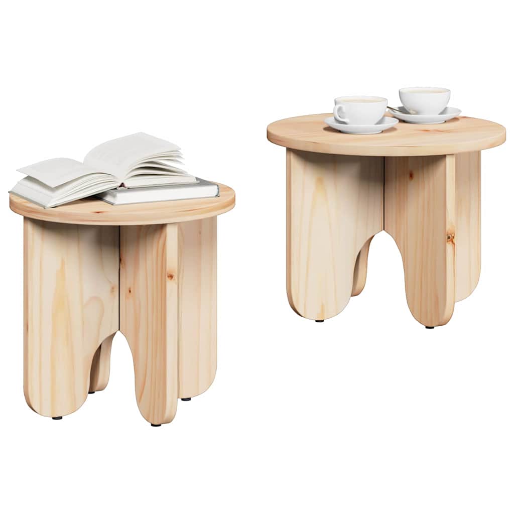 Coffee Table 2 pcs Natural 39.5 x 39.5 x 30 cm Solid Pine wood