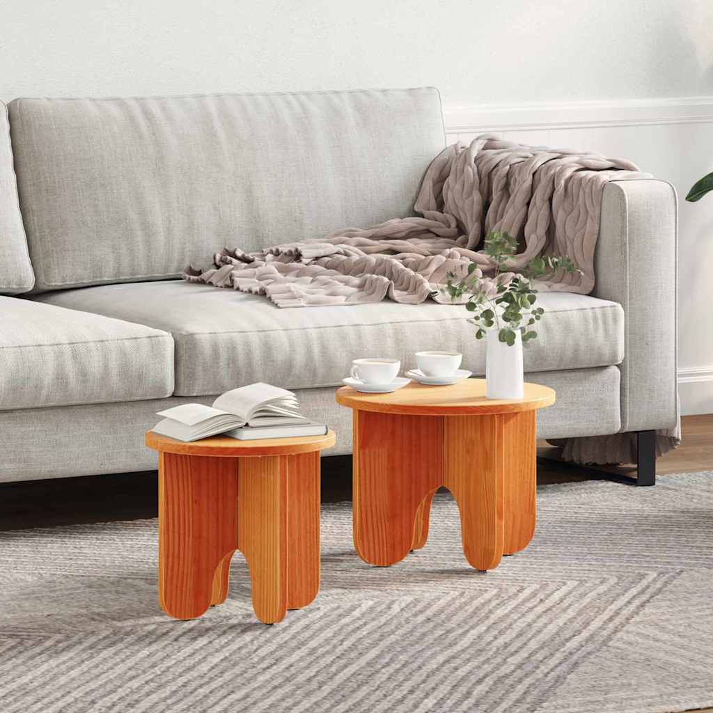 Coffee Table 2 pcs Wax Brown 39.5 x 39.5 x 30 cm