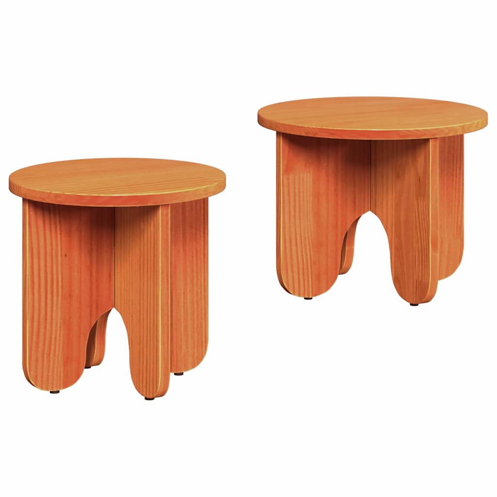 Coffee Table 2 pcs Wax Brown 39.5 x 39.5 x 30 cm
