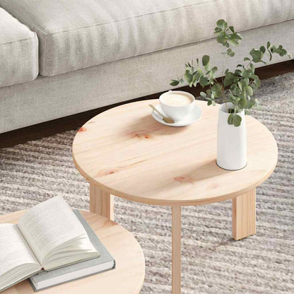 Coffee Table 2 pcs Natural 47.5 x 47.5 x 27 cm Solid Pine wood
