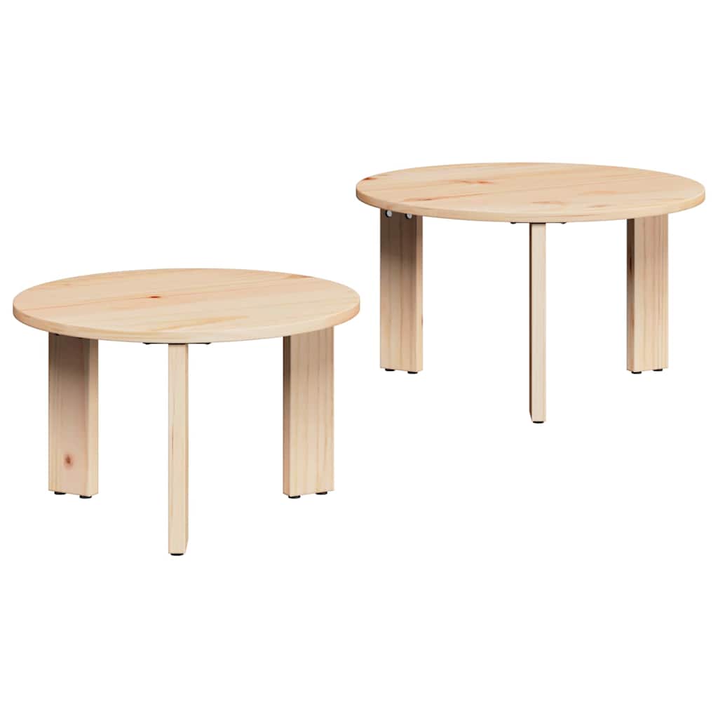 Coffee Table 2 pcs Natural 47.5 x 47.5 x 27 cm Solid Pine wood