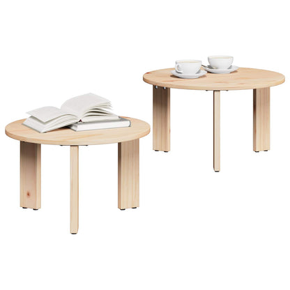 Coffee Table 2 pcs Natural Solid Pine wood