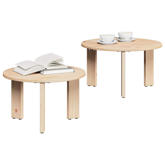 Coffee Table 2 pcs Natural 47.5 x 47.5 x 27 cm Solid Pine wood