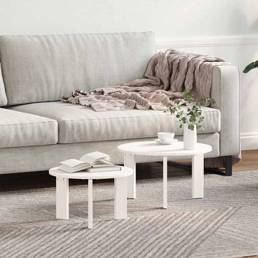 Coffee Table 2 pcs White 47.5 x 47.5 x 27 cm Solid Pine wood