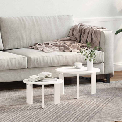 Coffee Table 2 pcs White 47.5 x 47.5 x 27 cm Solid Pine wood