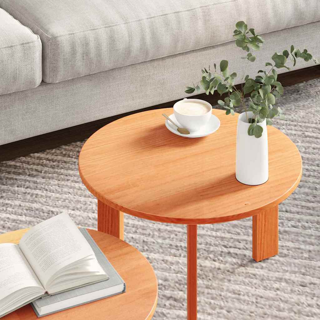 Coffee Table 2 pcs Wax brown 47.5 x 47.5 x 27 cm