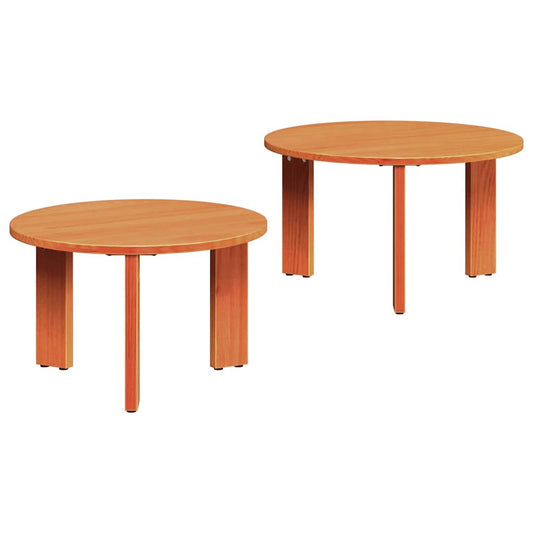 Coffee Table 2 pcs Wax Brown 47.5 x 47.5 x 27 cm