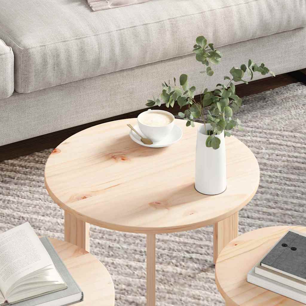 Coffee Table 3 pcs Natural 47.5 x 47.5 x 27 cm Solid pine wood