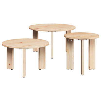Coffee Table 3 pcs Natural 47.5 x 47.5 x 27 cm Solid pine wood