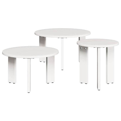 Coffee Table 3 pcs White 47.5 x 47.5 x 27 cm Solid pine wood