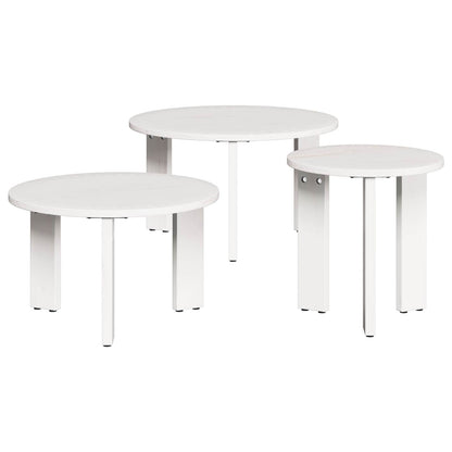 Coffee Table 3 pcs White Solid pine wood