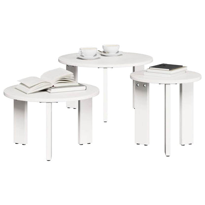 Coffee Table 3 pcs White 47.5 x 47.5 x 27 cm Solid pine wood