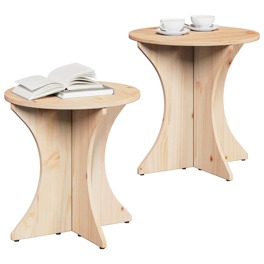 Coffee Table 2 pcs Natural 46 x 46 x 47 cm Solid pine wood