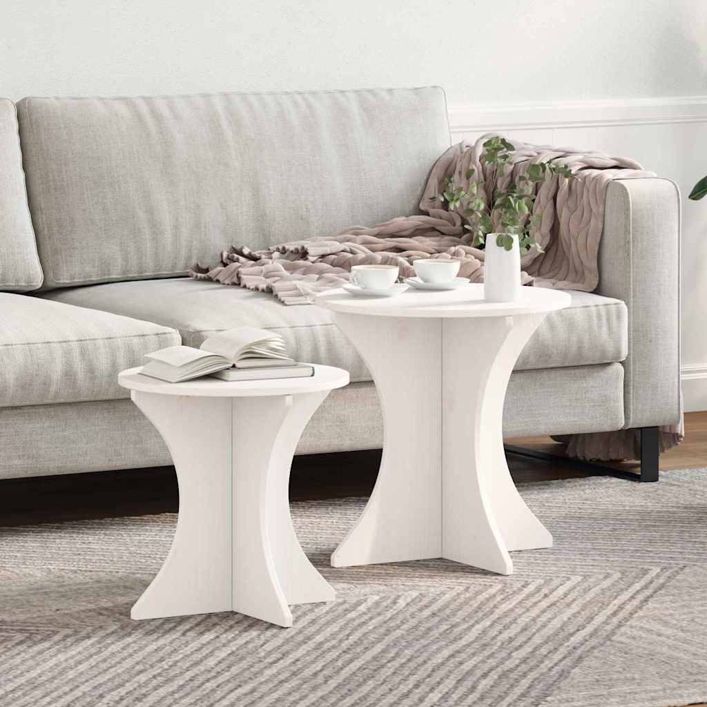 Coffee Table 2 pcs White 46 x 46 x 47 cm Solid pine wood