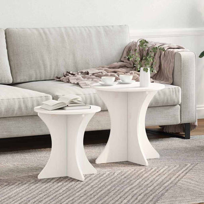 Coffee Table 2 pcs White 46 x 46 x 47 cm Solid pine wood