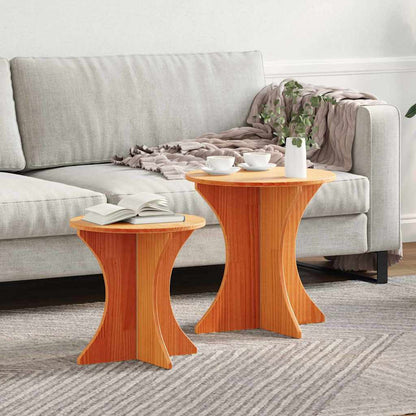 Coffee Table 2 pcs Wax brown 46 x 46 x 47 cm Solid pine wood