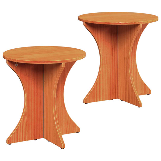 Coffee Table 2 pcs Wax Brown 46 x 46 x 47 cm Solid pine wood