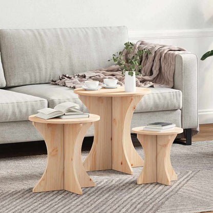 Coffee Table 3 pcs Natural 46 x 46 x 47 cm Solid pine wood