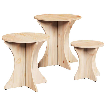 Coffee Table 3 pcs Natural 46 x 46 x 47 cm Solid pine wood
