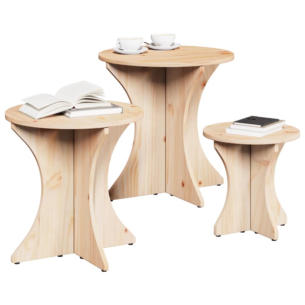 Coffee Table 3 pcs Natural 46 x 46 x 47 cm Solid pine wood