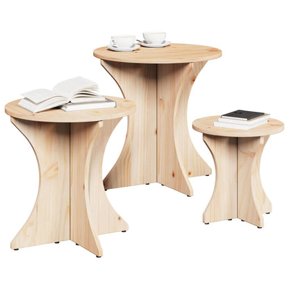 Coffee Table 3 pcs Natural 46 x 46 x 47 cm Solid pine wood