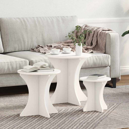 Coffee Table 3 pcs White 46 x 46 x 47 cm Solid pine wood