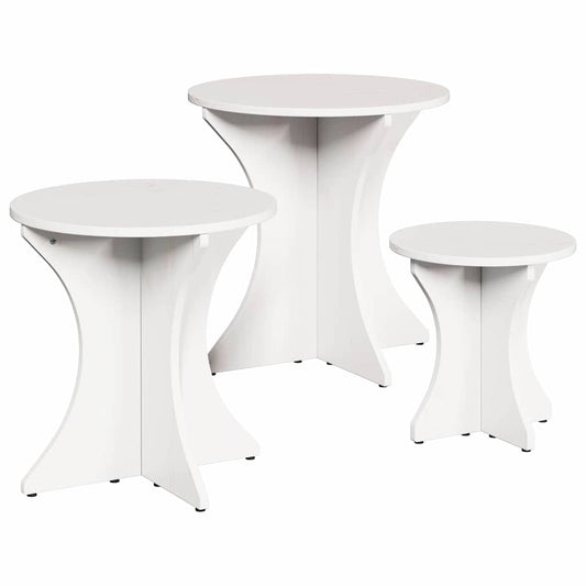 Coffee Table 3 pcs White 46 x 46 x 47 cm Solid pine wood